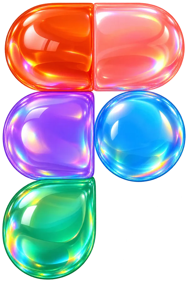Figma logo as shiny glass bubbles