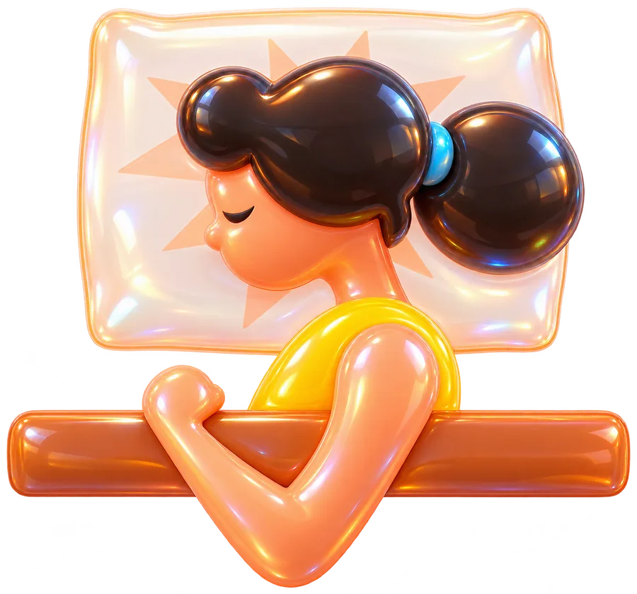 A glossy girl sleeping on a pillow