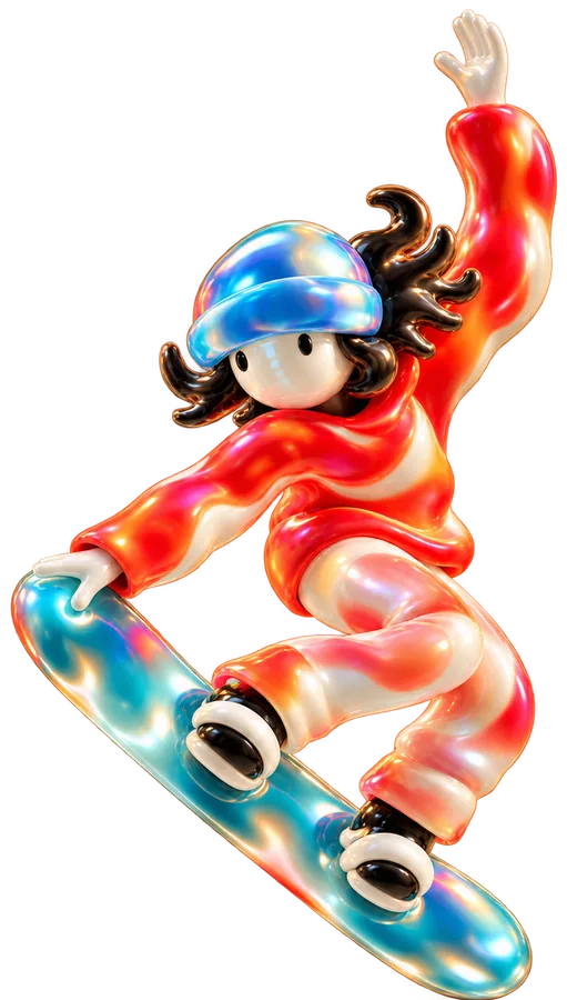 A glossy snowboarder mid-jump
