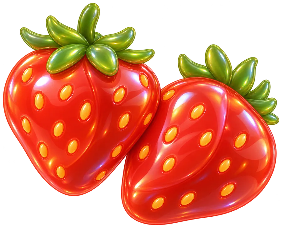 Two glossy strawberries
