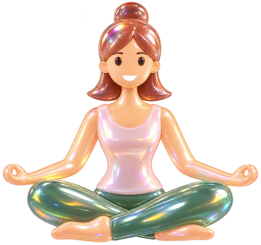 A glossy girl figure doing yoga